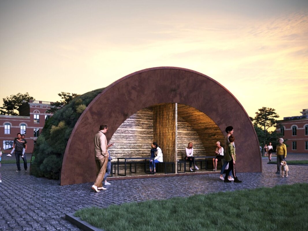 City’s Jungle o zachodzie słońca: stal corten, zielona oaza.