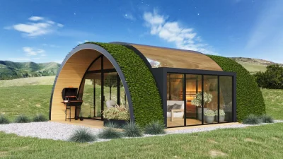 Harmony of Nature: domek z zielonym dachem, taras, grill.